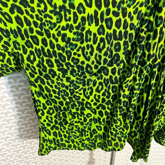 Style Park 1 Neon Green Animal Print Cheetah Kimono w/Pockets OS Bali Bohemian - Picture 7 of 11